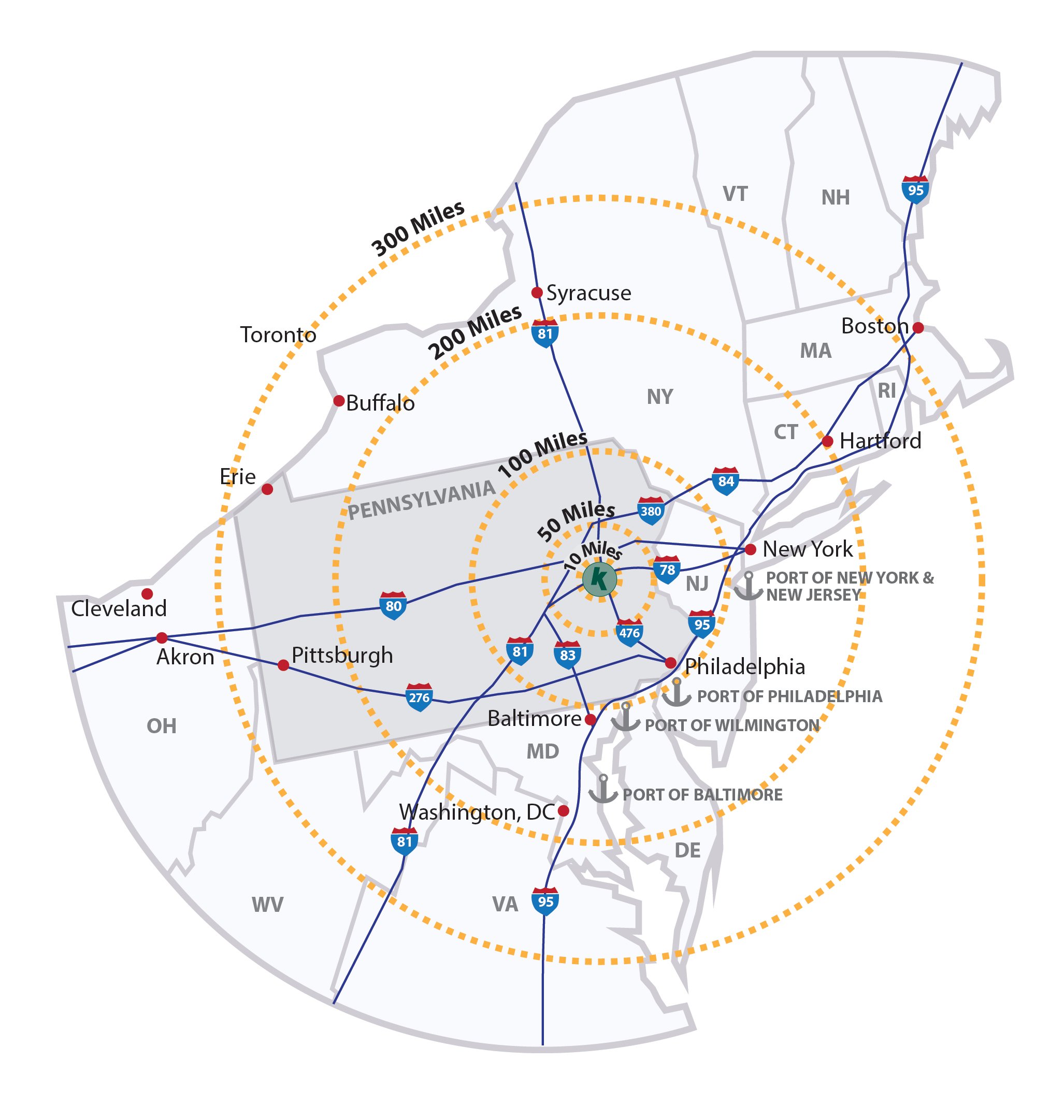 allentown radius map